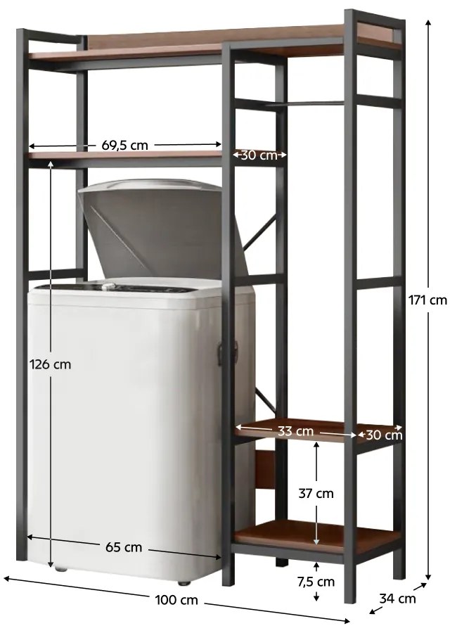 Regał nad pralką DELSIN, ciemny dąb