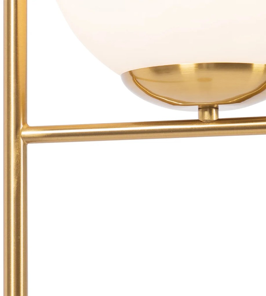 Lampa podłogowa w stylu art deco złota i opalowe szkło - FloreDesignerski Oswietlenie wewnetrzne