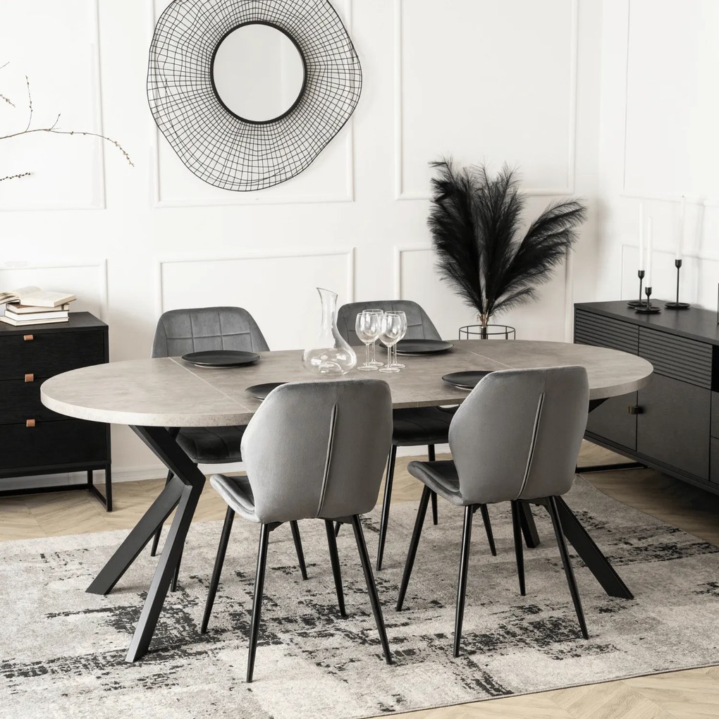 Stół Okrągły Rozkładany LUKAS 100-250 cm Beton Nowoczesny Loft