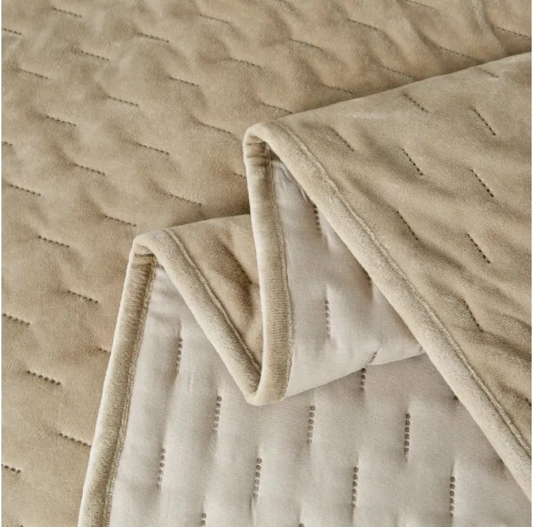 Aksamitna narzuta na łóżko ASTRALIA, beżowy Rozmiar: 170 x 210 cm