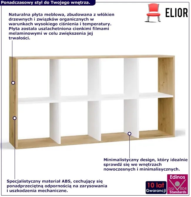 Regał komorowy dąb artisan + biały - Begonis 5x