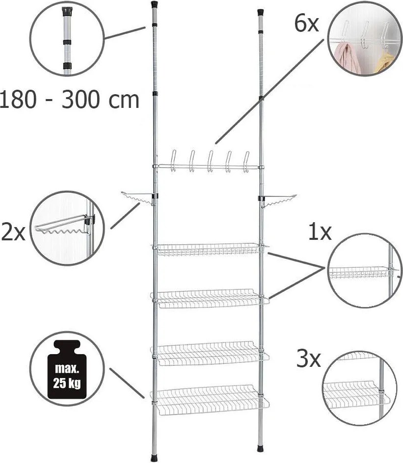 Teleskopowy organizer na ubrania APOLLON, stojak do przedpokoju, WENKO