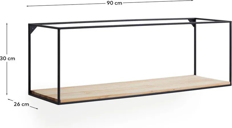 Czarno-naturalna półka z litego drewna jodłowego 90 cm Elisha – Kave Home