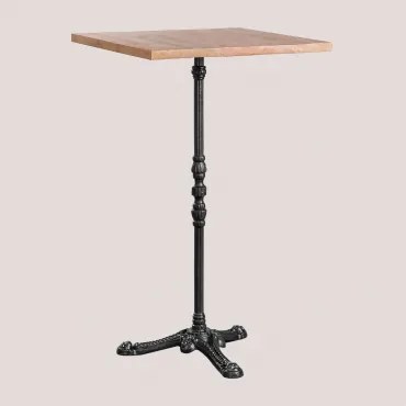 Kwadratowy Wysoki Stolik Barowy Z Drewna Akacjowego Azteca ↔︎ 70 Cm & Czarny - Sklum