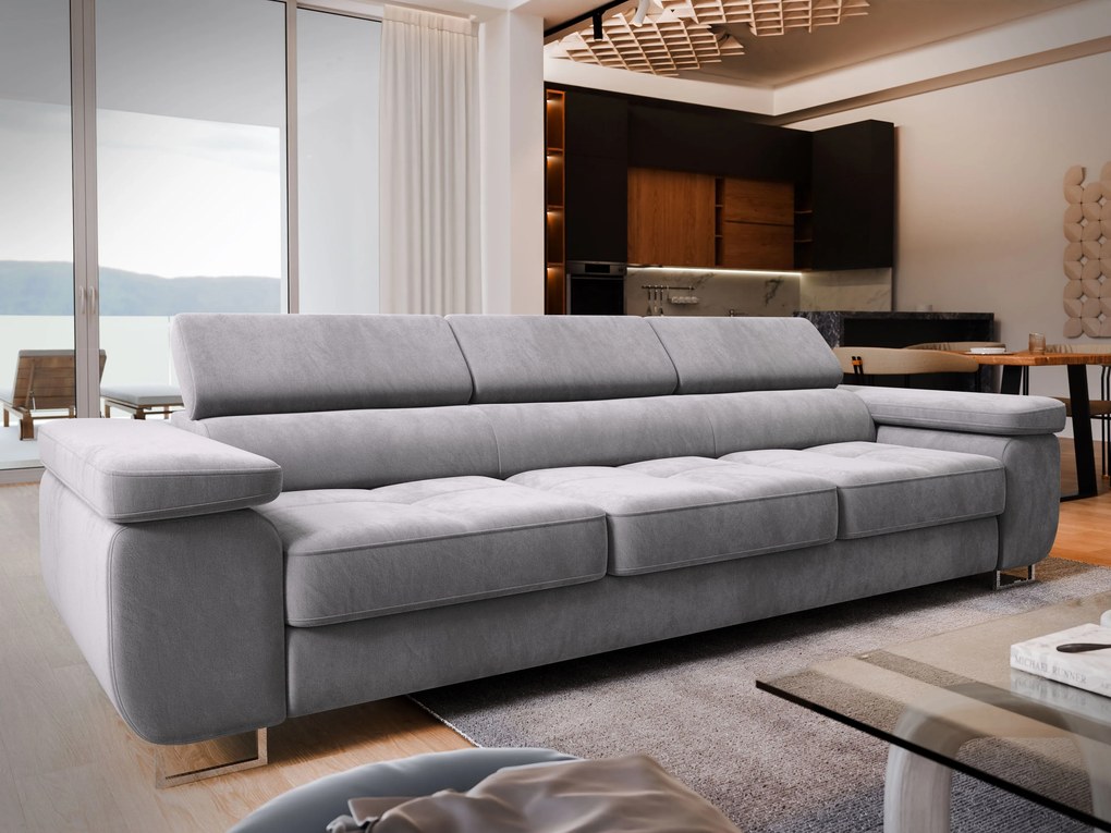 Masseno Sofa MOSINE z funkcją spania, Rozkładana sofa - Jasnoszary, MONOLITH 84