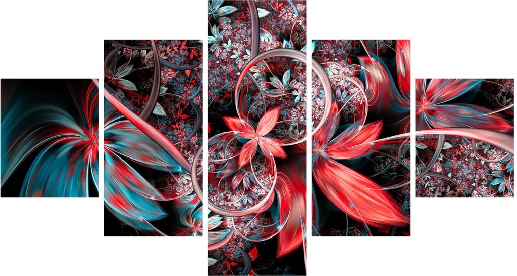 Abstrakcyjny obraz egzotycznych kwiatów (125x70 cm)