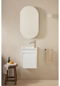 Zestaw Wiszących Mebli Łazienkowych Zintegrowany Z Umywalką Narek Biała & Owalny Z Miejscem Do Przechowywania Czarny 50x90 - Sklum