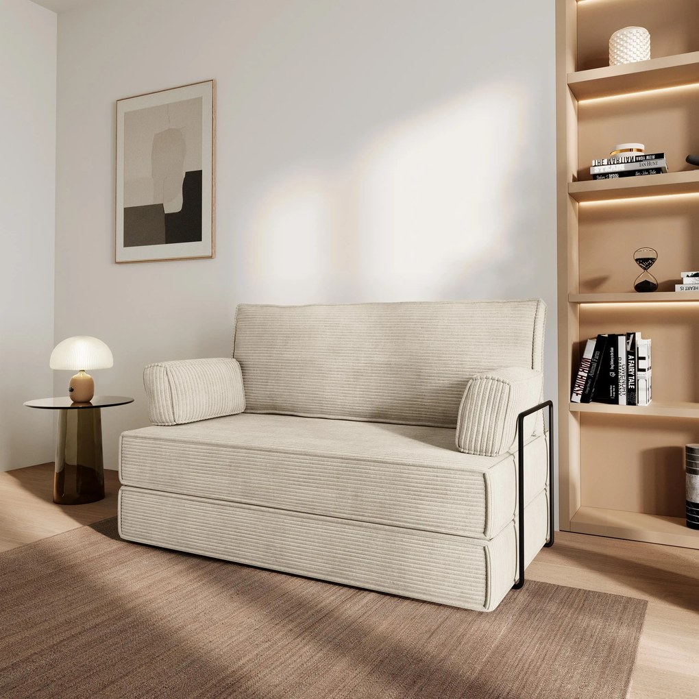 Masseno Sofa piankowa LADIA z funkcją spania - Kremowy - POSO 100 / Ze stelażem