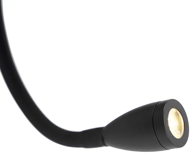 Nowoczesna lampa ścienna czarna z USB i elastycznym ramieniem - Flero Nowoczesny Oswietlenie wewnetrzne