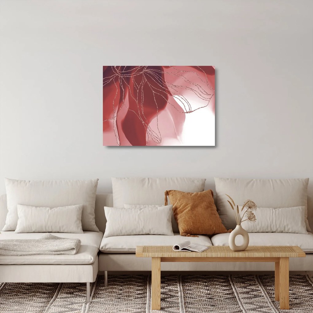 Obraz na szkle - Czerwony abstrakcyjny kwiat N⁰1 (70x50 cm)