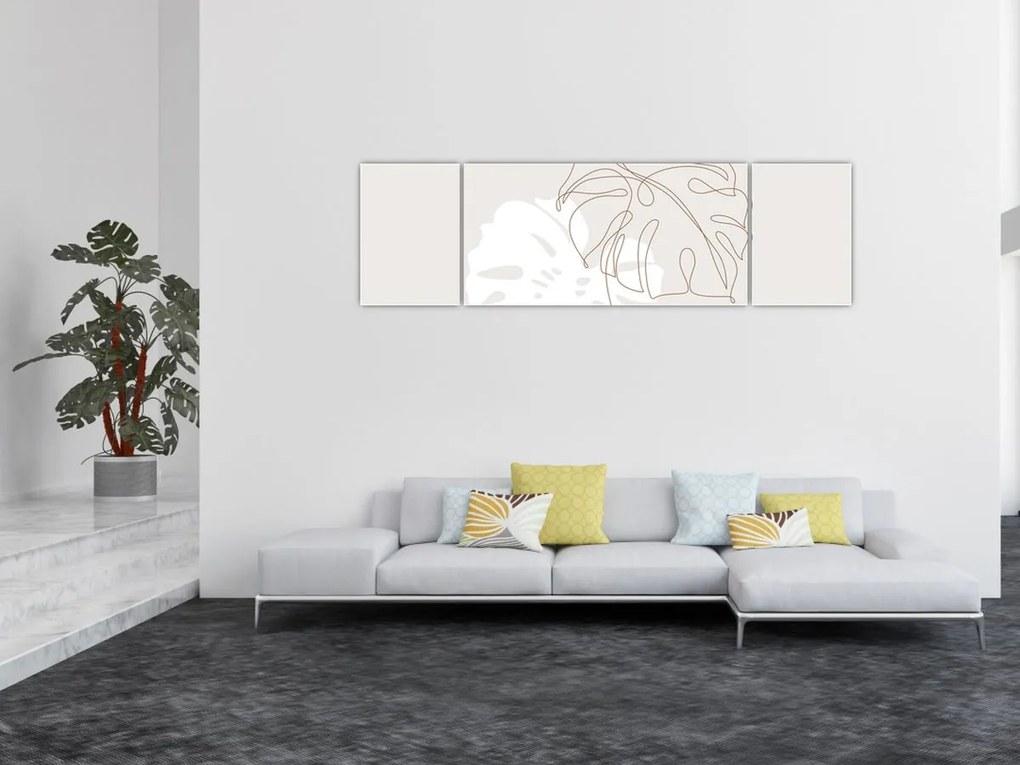 Obraz - Line art monstera N⁰2 (170x50 cm)