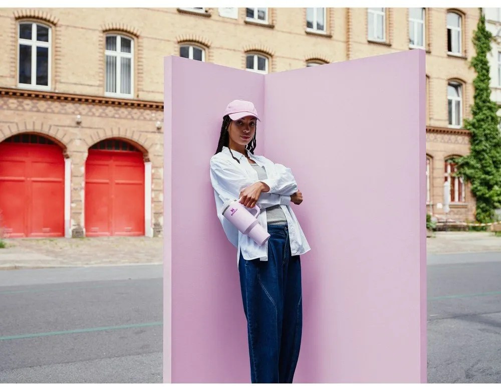 Różowy termos ze słomką ze stali nierdzewnej 1,18 l Quencher H2.0 FlowState Tumbler Cherry Blossom – Stanley