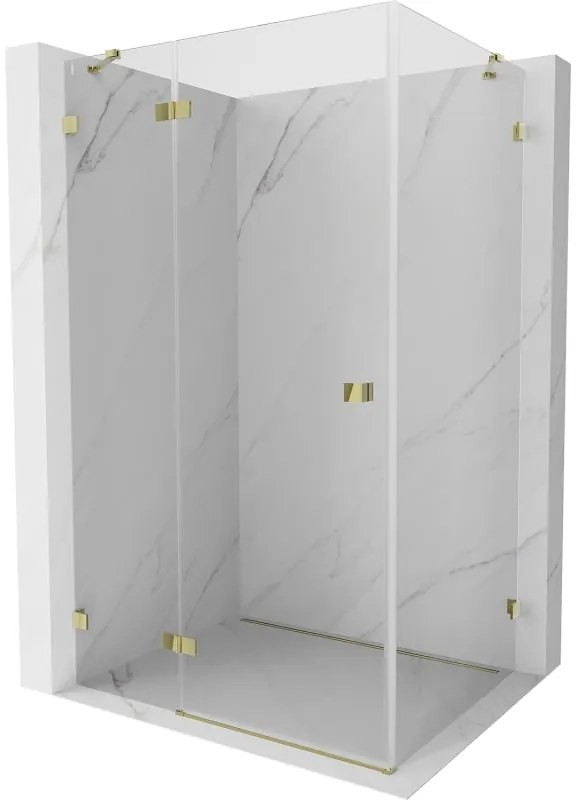 Mexen Lunar kabina prysznicowa uchylna lewa 75 x 80 cm, transparent, złota - 834-075-080-50-00-L