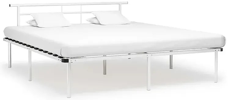 Białe metalowe łóżko małżeńskie 200x200 cm - Nikel