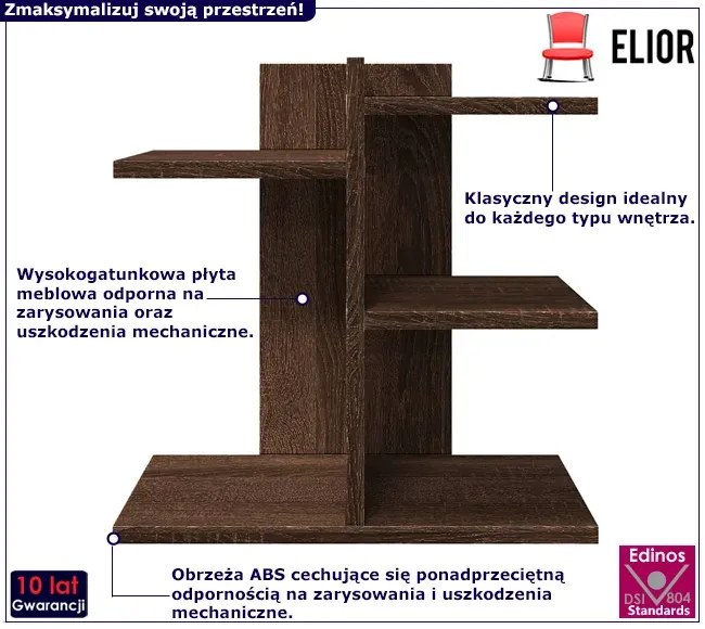 Klasyczna nadstawka na biurko brązowy dąb - Xeta