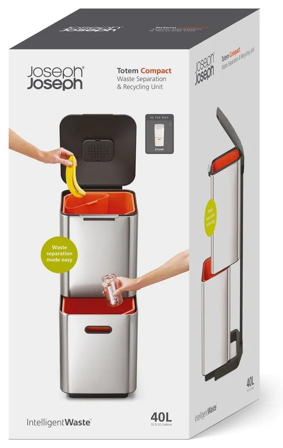 Kremowy kosz do segregowania Joseph Joseph Totem Compact, 40 l