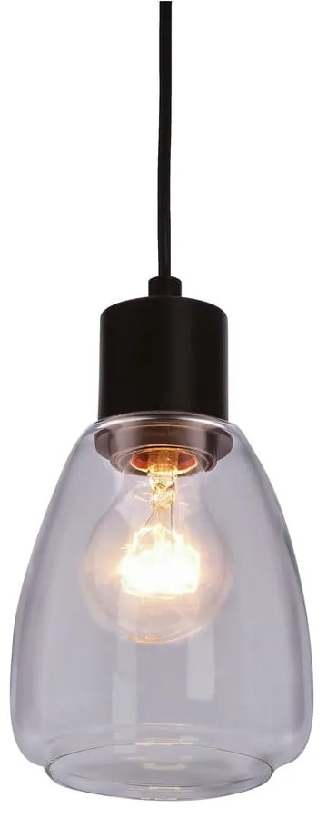 Czarna lampa wisząca ze szklanym kloszem ø 12 cm Moldo – Candellux Lighting