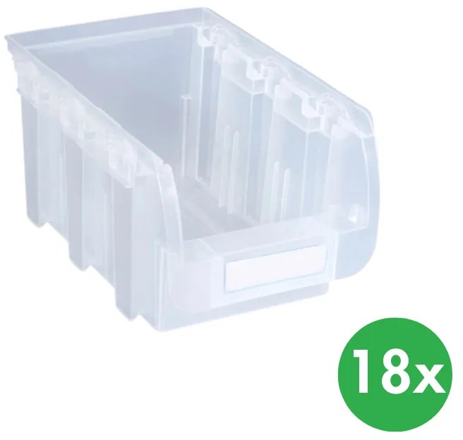 Plastikowy pojemniki COMPACT, 102 x 100 x 60 mm, 18 szt., przezroczysty