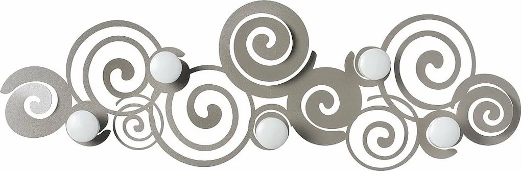 Wieszak ścienny Orfeo Sand z 6 stalowymi haczykami, oryginalny i oszczędzający miejsce design do domu i łazienki, wyprodukowany we Włoszech