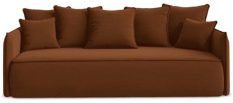 Aksamitna rozkładana/ze schowkiem sofa w kolorze terakoty 225 cm Hula – Makamii