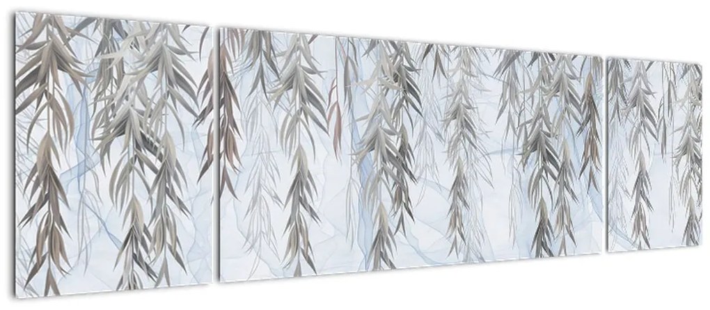 Obraz - Gałązki wierzby na niebieskim tle (170x50 cm)