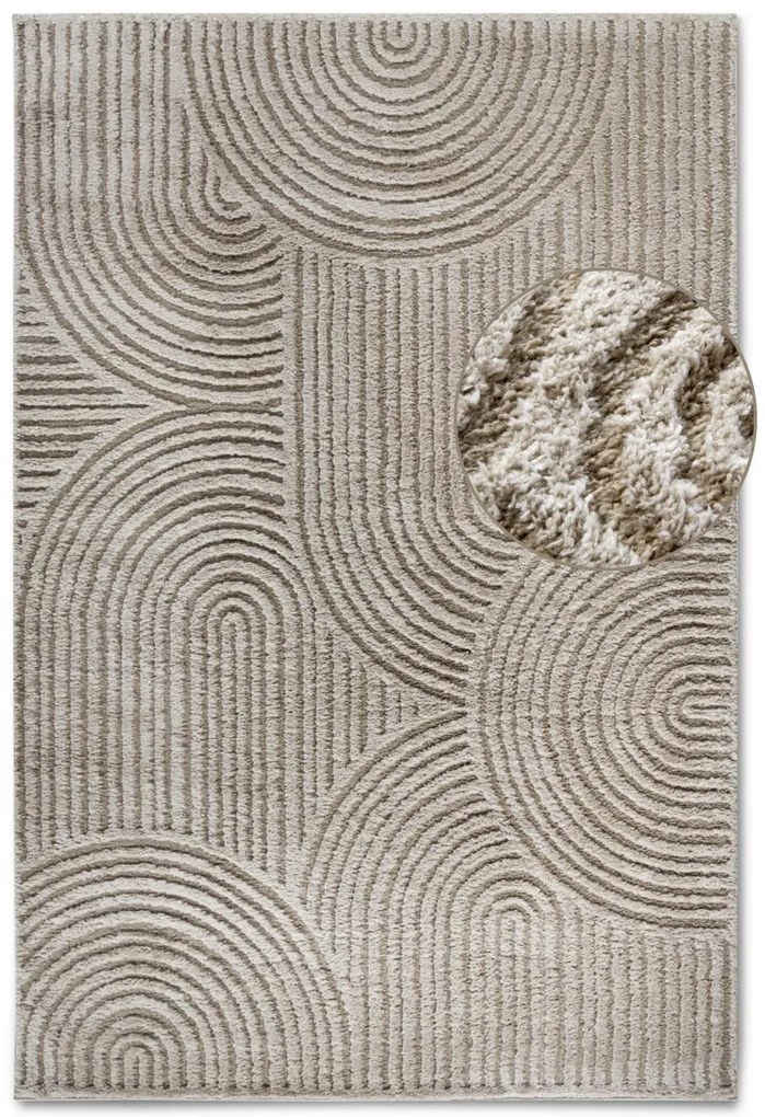 Dywan nowoczesny 3D Elle Collection Gallery Koła beżowy 200 cm x 280 cm