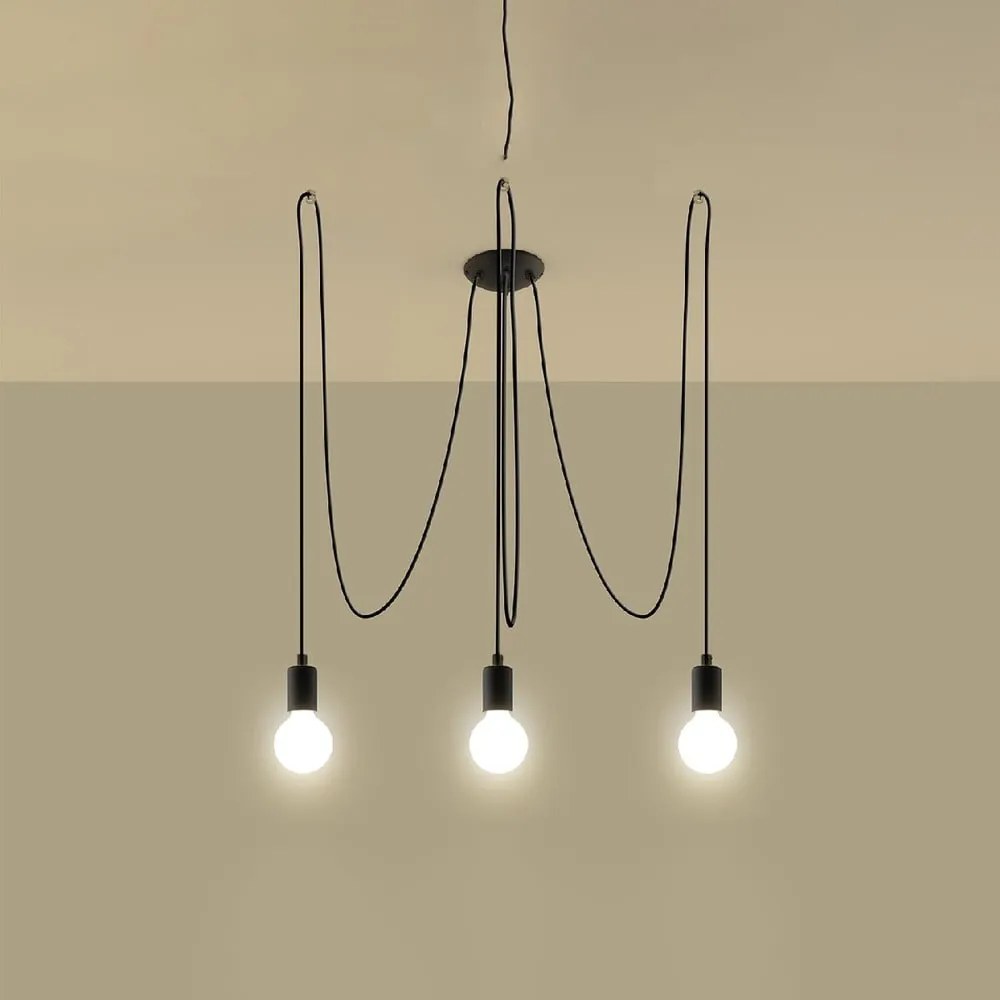 Czarna lampa wisząca 300x300 cm Spider – Sollux