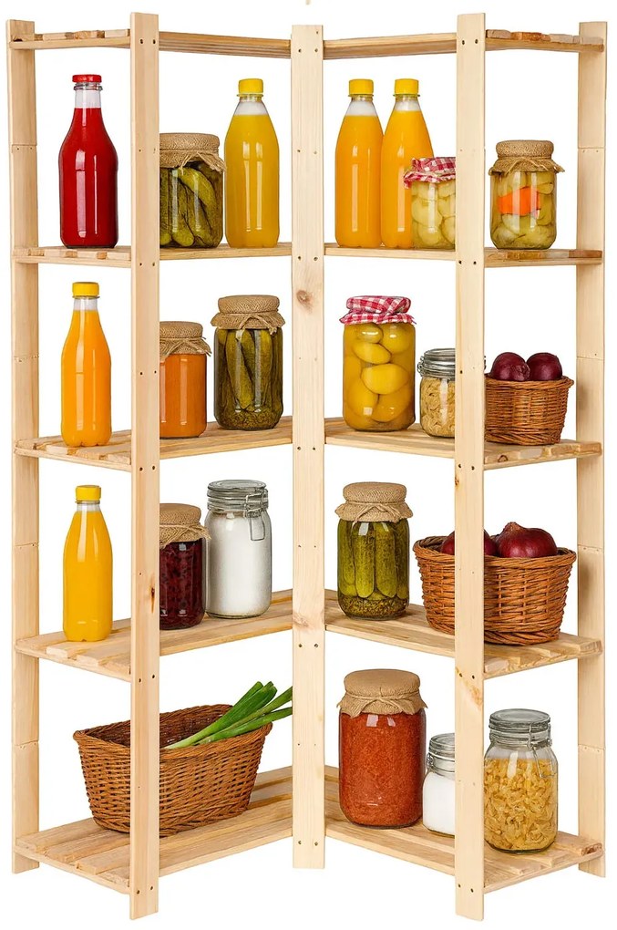 Drewniany regał narożny do spiżarni L9-E61