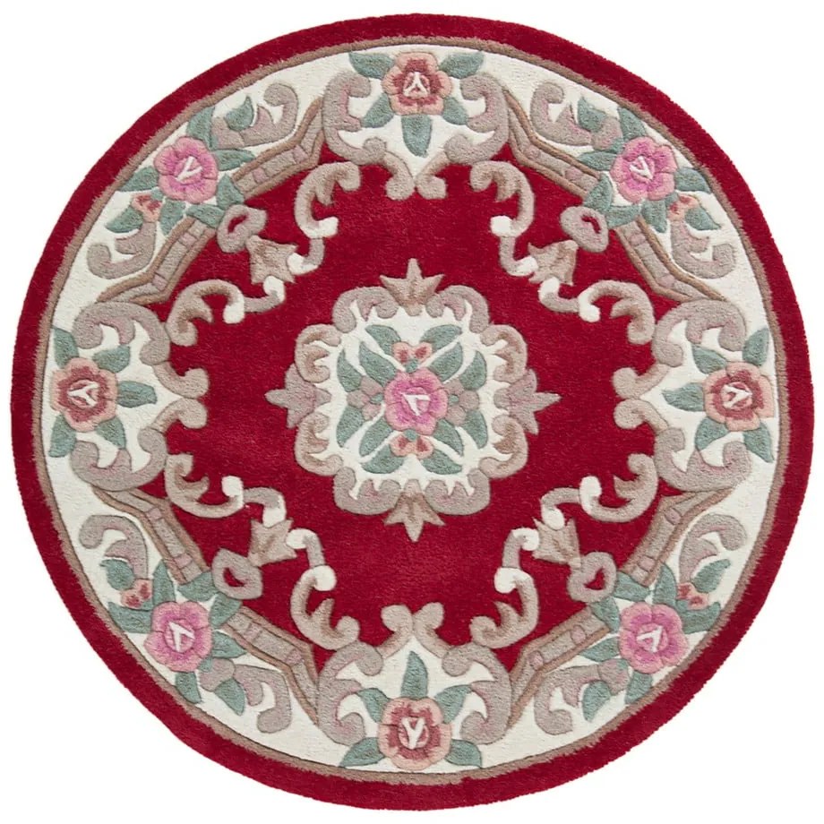 Czerwony wełniany dywan Flair Rugs Aubusson, ⌀ 120 cm