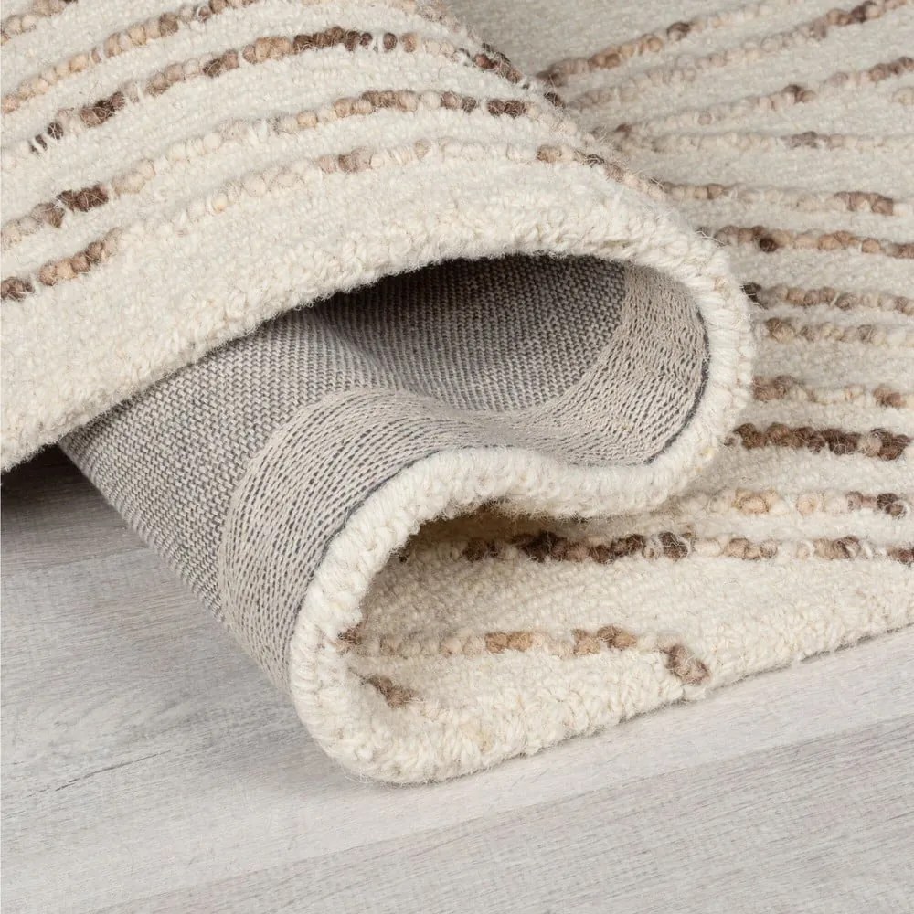 Brązowo-kremowy wełniany dywan 200x290 cm Abstract Swirl – Flair Rugs