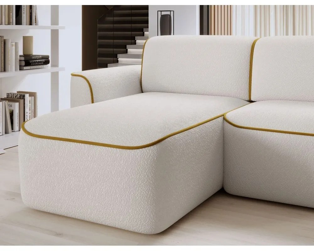Żółty/kremowy narożnik z materiału bouclé (lewostronny/z szezlongiem) Ume – ELTAP