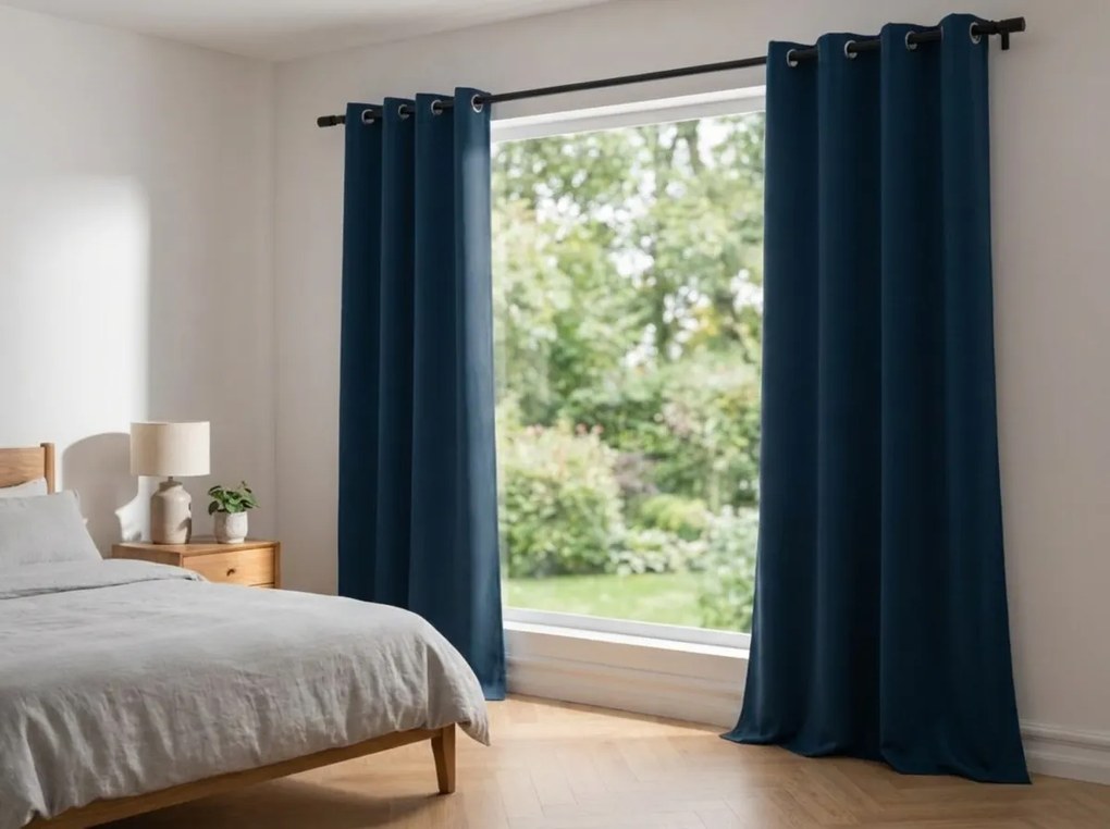 Zasłona zaciemniająca DREAM VELVET 140x250 cm, naftowy Zawieszanie: Metalowe pierścienie