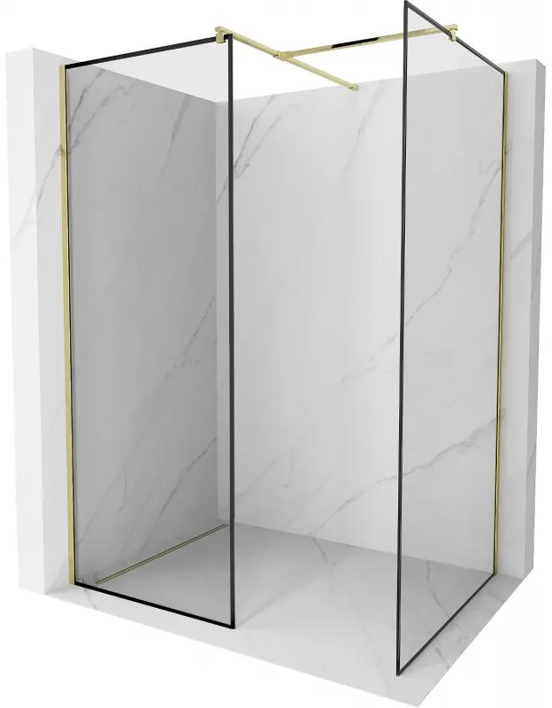 Mexen Kioto ścianka prysznicowa Walk-in 120 x 80 cm, czarny wzór, złota - 800-120-202-50-70-080