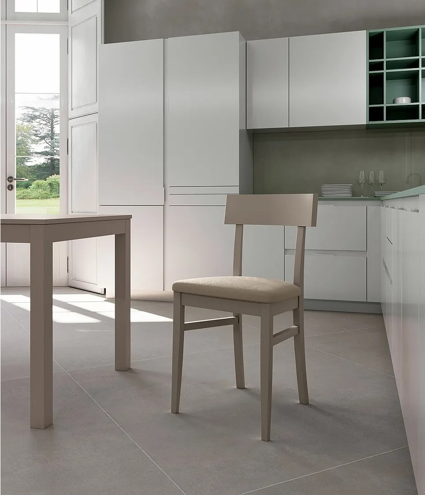 Monaco - 2-częściowy fotel z drewna lakierowanego w kolorze gołębiej szarości, ze skóry ekologicznej