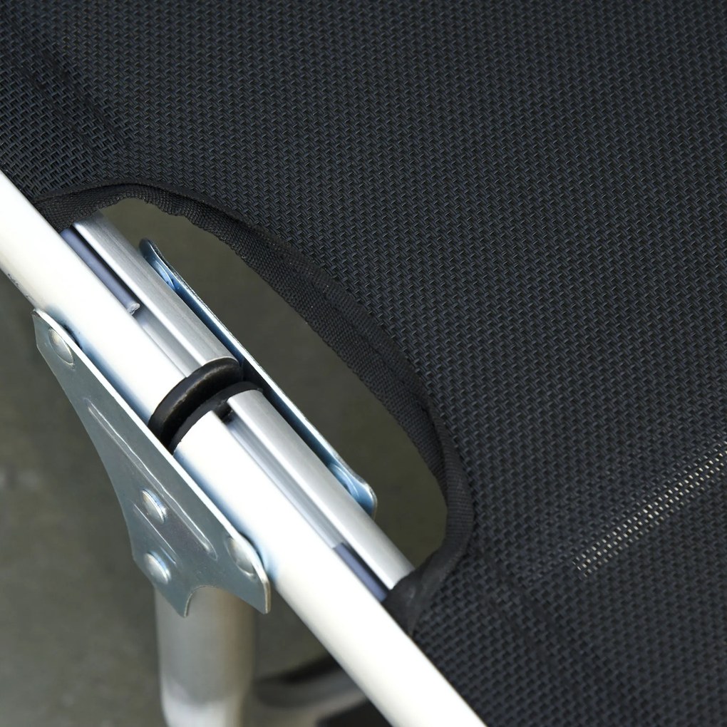 Outsunny Składana Leżanka Ogrodowa z Regulowanym Oparciem i Poduszką