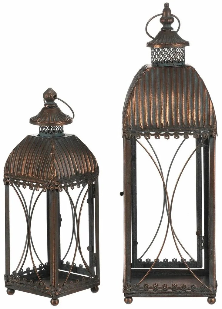 Zestaw metalowych latarni Romance, 2 szt., miedź