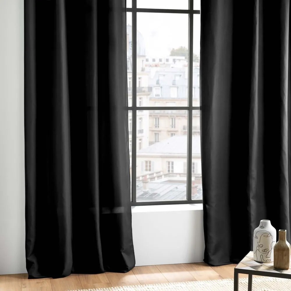 Czarna zasłona z mikrowłókna 140x280 cm Absolu – douceur d'intérieur