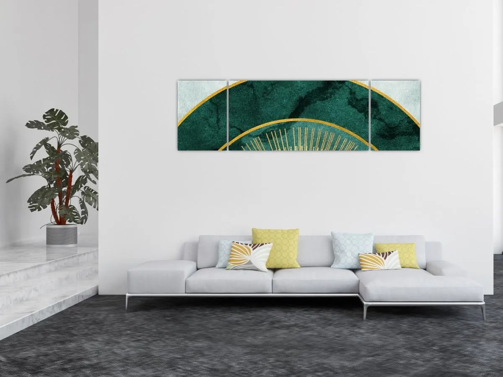 Obraz - Kształty ze złotą teksturą (170x50 cm)