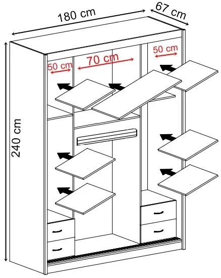 Szafa przesuwna 180 cm - Dayton 2X - 4 kolory