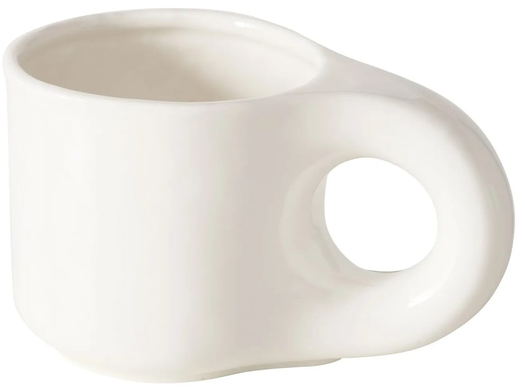 Biały kubek ceramiczny THIAGO, szerokie ucho, 250 ml