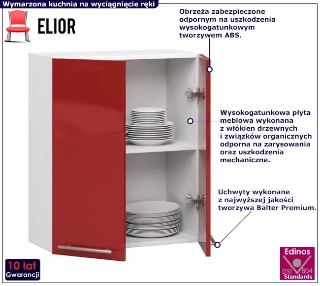 Szafka kuchenna wisząca w kolorze czerwonym - Poli 13X