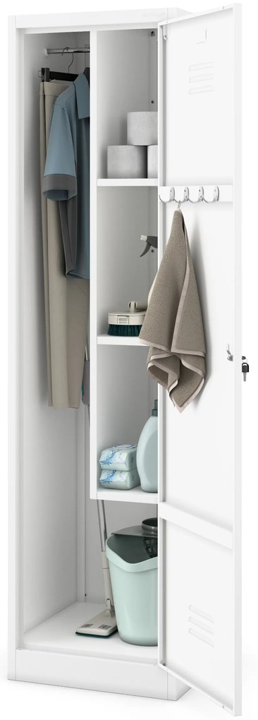 Szafa gospodarcza metalowa wąska biała, 500x1850x500 mm: AGNES