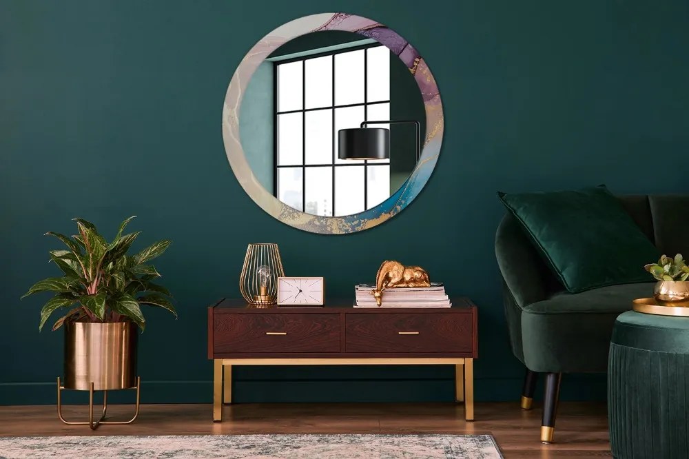 Lustro dekoracyjne okrągłe Marmurowy kamień