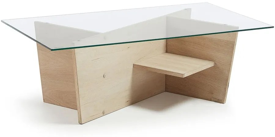 Stolik ze szklanym blatem w naturalnym kolorze 60x110 cm Balwind – Kave Home