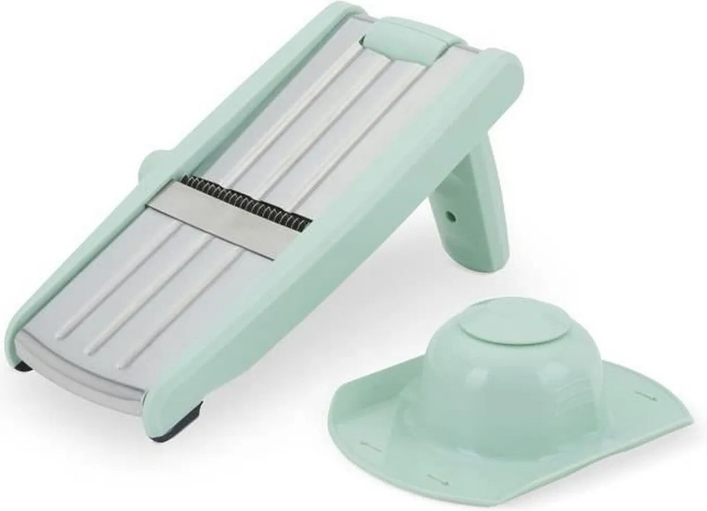 Mandolina 3 w 1 ze stali nierdzewnej regulowana 3-9 mm z odłączanym uchwytem, bezpiecznym popychaczem i antypoślizgowymi nóżkami