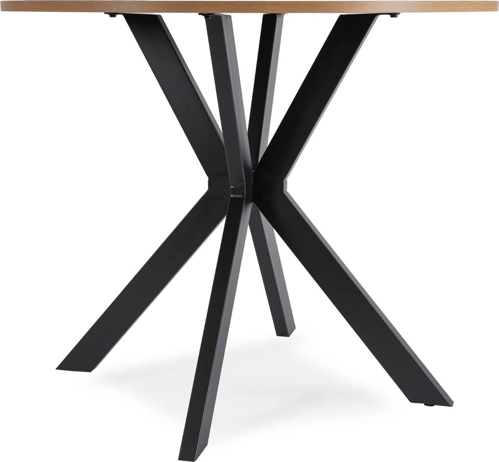 Okrągły stół industrialny Lauren 90 cm, dąb złoty/czarny