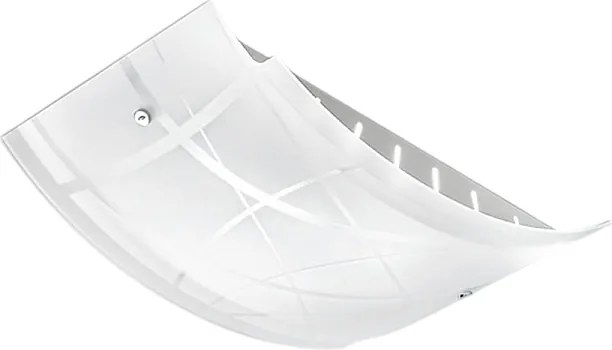 Lampa sufitowa Nereide średnia 45x31 cm, szkło satynowane, białe, sitodrukowe, 2XE27, chromowana podstawa, nowoczesny design, IP20, maks. 2x52 W