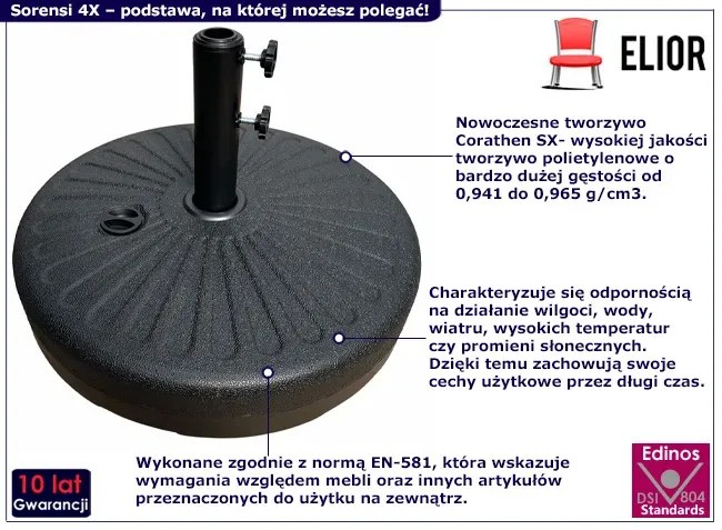 Klasyczna okrągła podstawa do parasola ogrodowego - Hull 4X