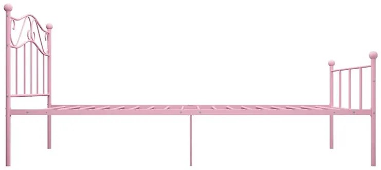 Różowe minimalistyczne łóżko z metalu 90x200 cm - Fiosa