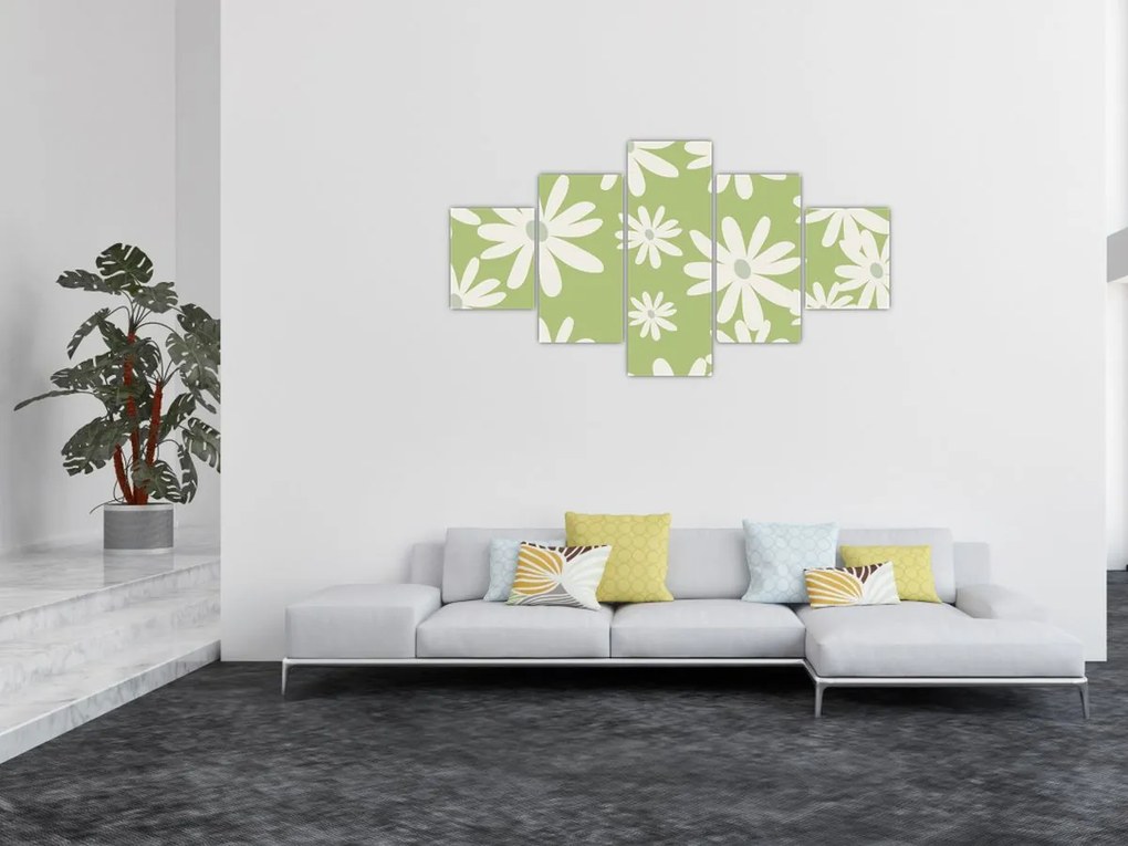 Obraz - Hipisi, zielone kwiaty N⁰1 (125x70 cm)